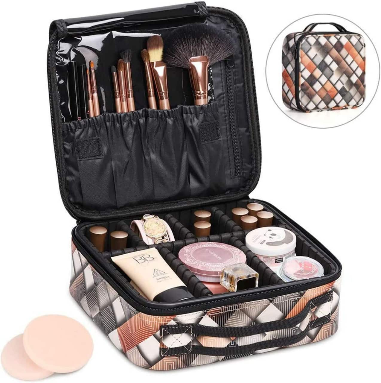 NEX&#x2122; Black Adjustable Waterproof Travel Makeup Bag with Dividers